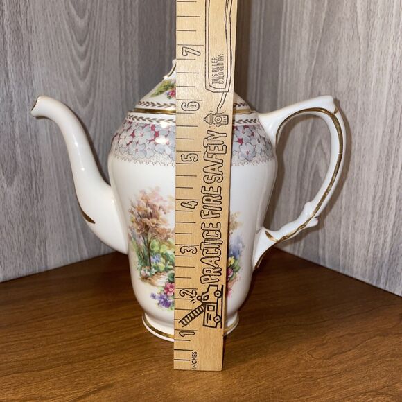 Vintage HM Sutherland England Woodland Dell Bone China Tea Pot And Lid Floral - Picture 13 of 15